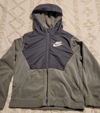 Nike Fleece Jacket Youth Boys MED Black Long Sleeve Full Zip Pockets Outdoor