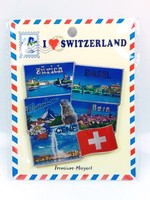 Schweiz Premium Souvenir Magnet Laser Briefmarke ZüRich Basel Matterhorn Bern