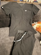 Figs Scrub Set, Spandex Stretch Top And Jogger, Small Black Women  s