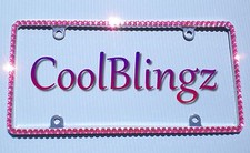 Cute Thin Rose Pink Crystal Rhinestone License Plate Frame Bling Diamond Sparkle Cute Thin Rose Pink Crystal Rhinestone License Plate Frame Bling Diamond Sparkle