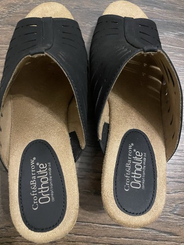 Croft & barrow black slip on wedge sandals size 7 women’s sandals - Picture 2 of 5