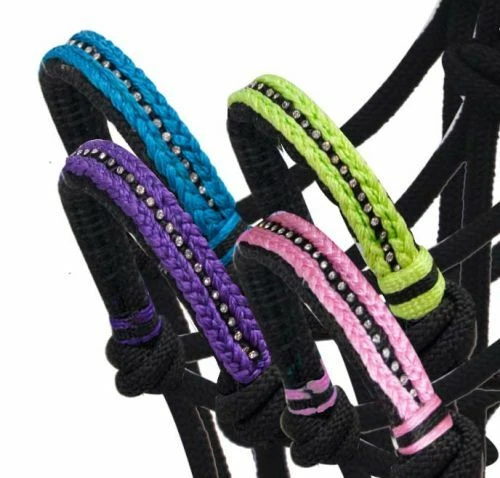 Western Horse Fancy Crystal BLING! Soporte para caballo cuerda nariz con cuerda de plomo a juego Foto 2 de 2