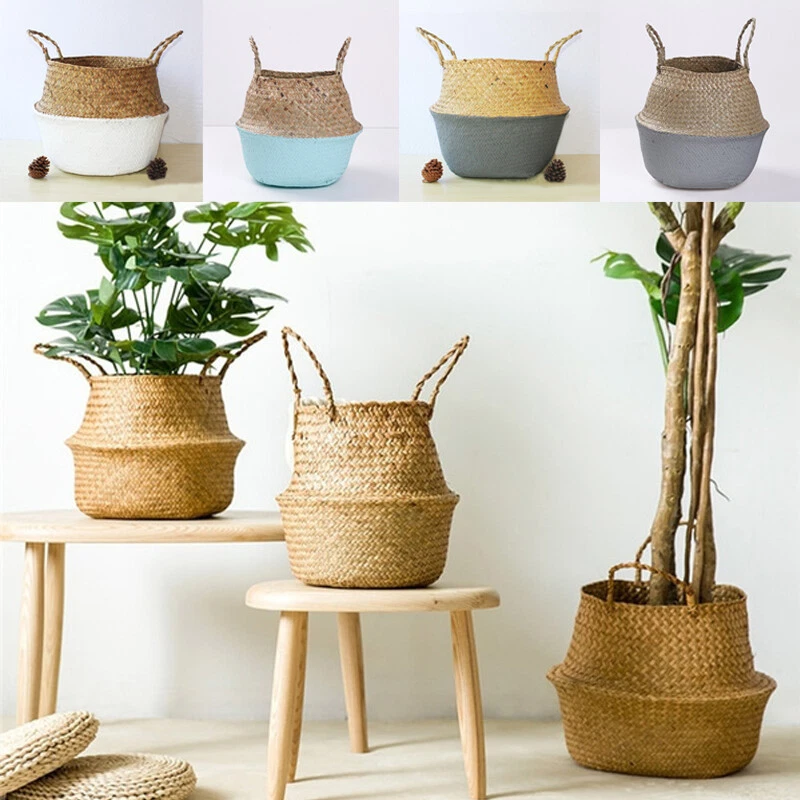 Plant Basket Planter for 8 to 10 inch Pot - Plant Baskets Planters for  Indoor Large Plants - Leather Woven Plant Basket