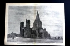 St. John the Divine Cathedral Design 1892 HEINS AND LA FARGE Harper's Print