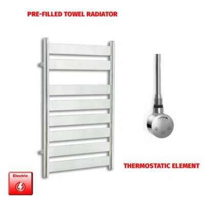 ELEGANT Designer Chrome 800 x 500 mm Electric Heated Towel Rail Radiator Pre-Filled