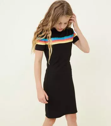 Black dress with rainbow stripe cheap