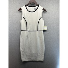 Kasper Womens Dress White & Black Size 4 Straight/Pencil Sleeveless NWT