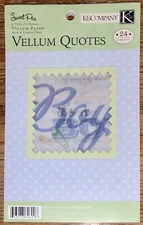 K&Company Sweet Pea BABY BOY Vellum Paper ~ 24 Sheets of Baby Quotes 626096 NEW