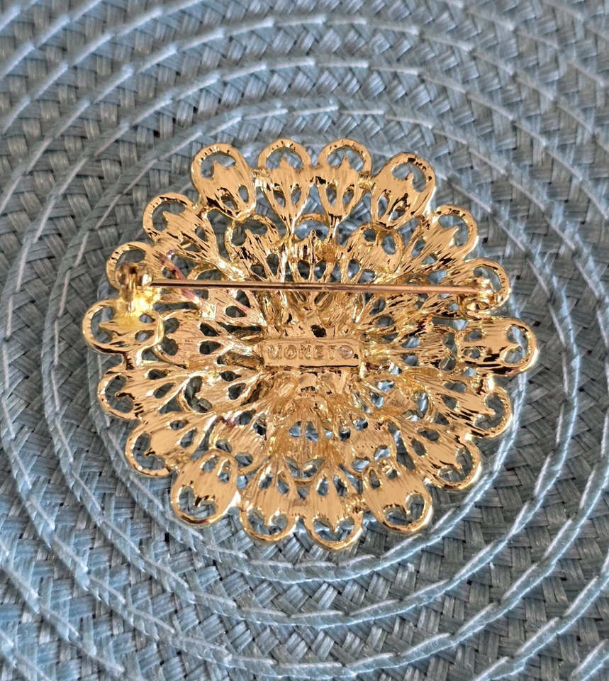 Broche prendedor flor estrás rosa Monet. ¡Todas las piedras intactas!  Foto 2 de 3