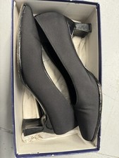90's STUART WEITZMAN BLACK PATENT NYLON HEELS WALL STREET PUMPS Sz10. Box