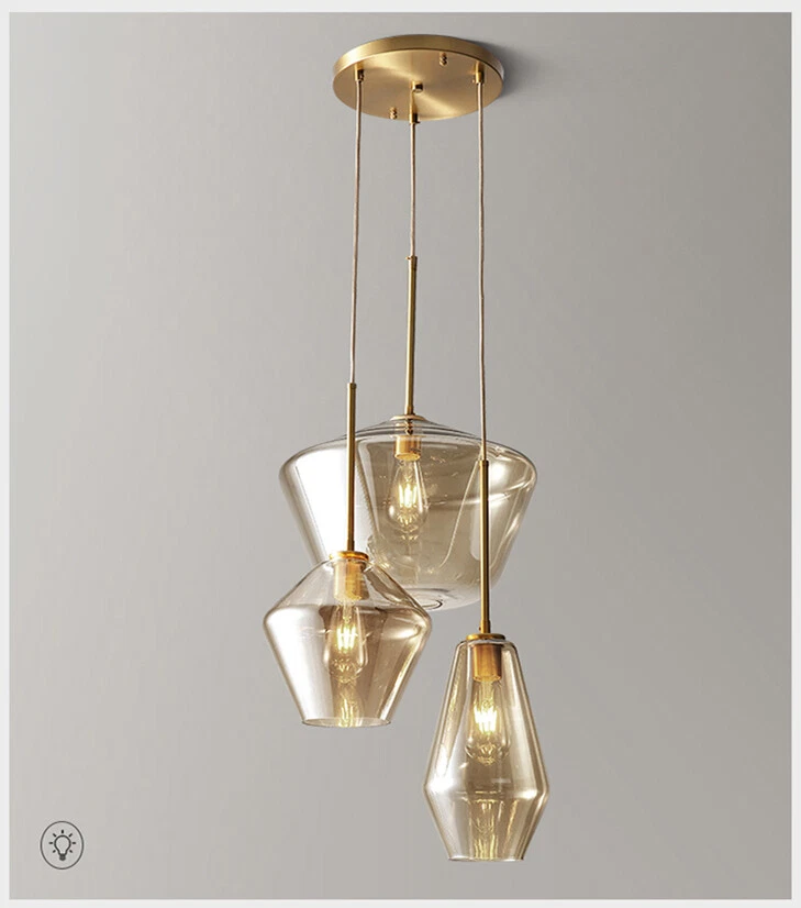 Lámpara de techo moderna de vidrio de 3 luces lámpara colgante accesorios de iluminación Foto 4 de 4