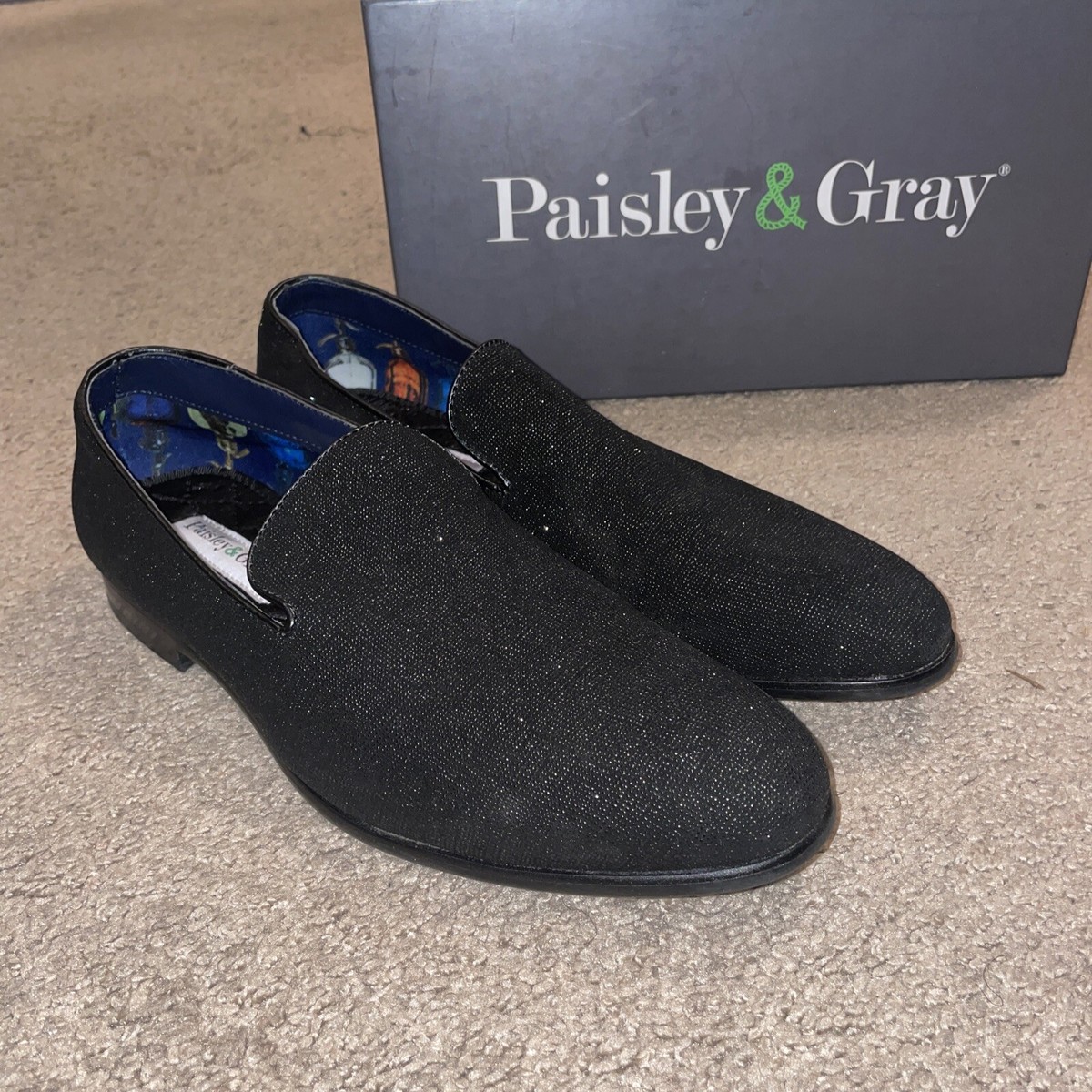 Paisley And Gray Party Bow Black Diamond Smokin Loafer Men display picture 2