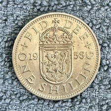 1958 Shilling, United Kingdom, Elizabeth II, Scottish Crest (Copper-Nickel), AU