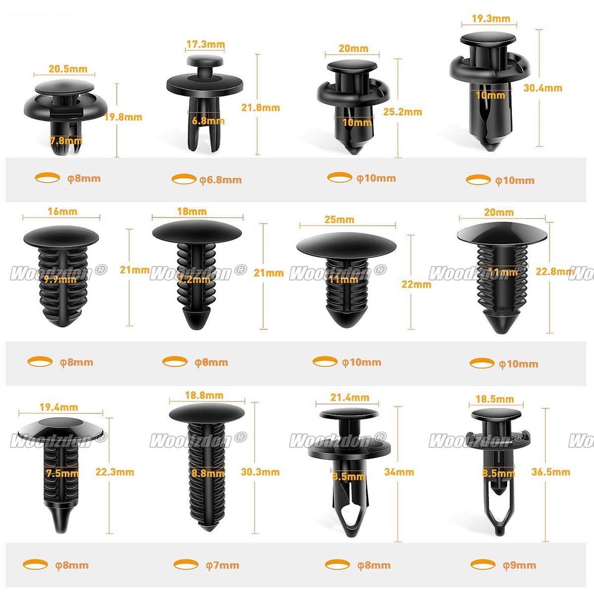 Woodzdon 330pcs Car Clip Fastener Kit - Bumper Fender Trim Panel Retainer Assortment With Tools