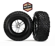 Traxxas 6892R - Tires  Satin Split-Spoke Chrome Beadlock Style Wheels Slash 