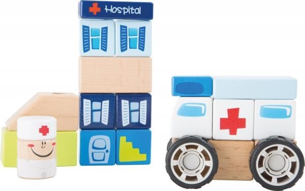 Bausatz Krankenwagen aus Holz Bausteine Kleinkind ab 2+