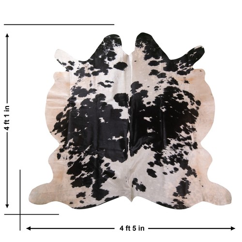 Alfombra de cuero de vaca 100 % nueva alfombra pequeña de 4x4 pies alfombra de piel de vaca blanca y negra con estampado de vaca - Imagen 17 de 20