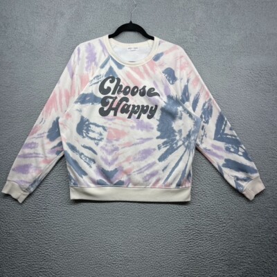 Grayson Threads Womens Sweater Multicolor Tie Dye Choose Happe Fleece Size  M
