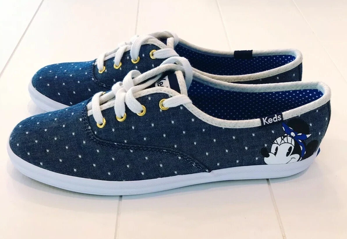 Keds x Disney Minnie Mouse Women s Champion Blue Polka Dot Sneakers Size 7 NEW