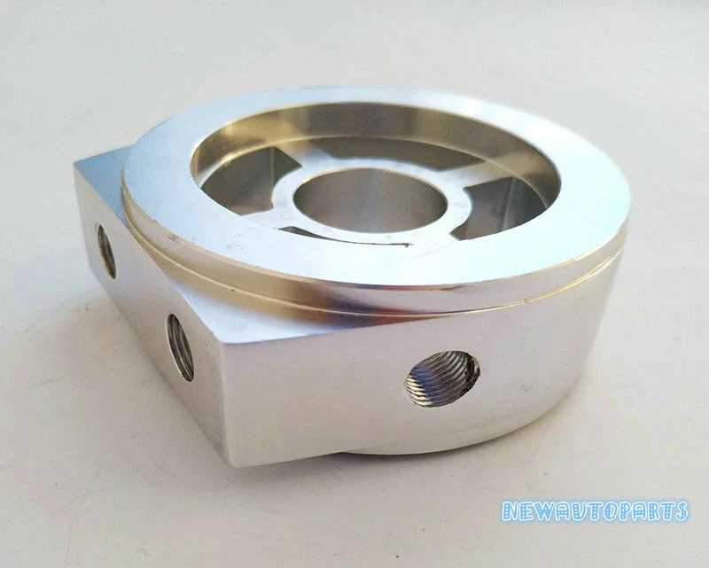 Adaptador de placa sándwich filtro de aceite de aluminio 1/8 NPT 10AN enfriador de aceite plateado nuevo  Foto 3 de 4