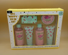 6pc HAPPY SKIN SET BODY WASH, BUBBLE BATH, CREAM, BODY LOTION, SOAP WATERMELON