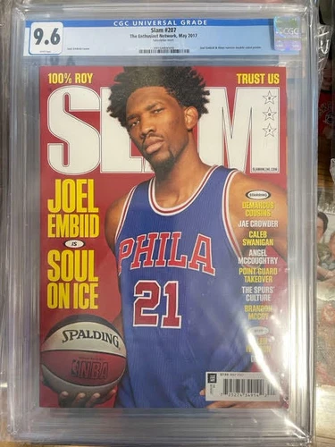 May 2017 Joel Embiid Philadelphia 76ers RC SLAM MAGAZINE #207 NO LABEL CGC 9.6