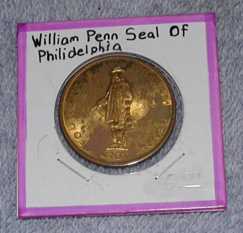 Vintage Seal of The City of Philadelphia Founded by William Penn 1701 Medallion - Photo 1/2
