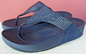navy blue sandals with rhinestones
