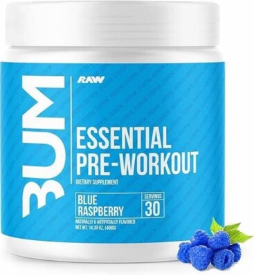 RAW Nutrition CBUM Essential Pre Citrus + Rasp 819g / 60 serv 01+03/26 + Samples