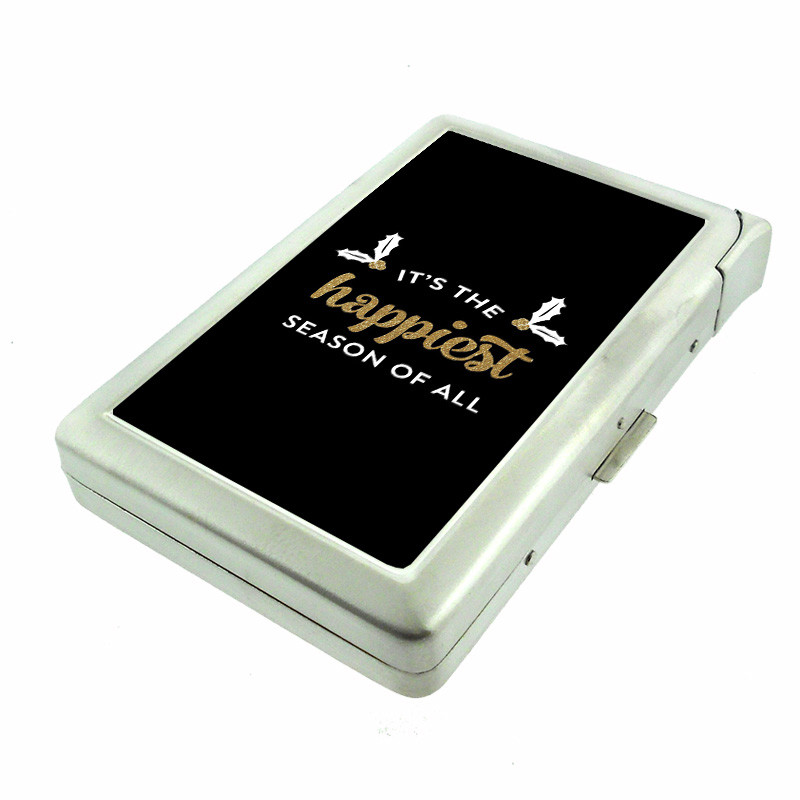 Happiest Season Em1 Cigarette Case with Built in Lighter Metal Wallet