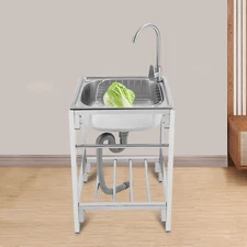 Stainless Steel Single Bowl Utility Sink For Laundry Room Bathroom Kitchen Sink