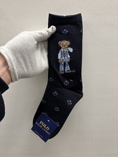 Authentic POLO RALPH LAUREN Navy Organic Cotton Bear Socks Size 23-25cm