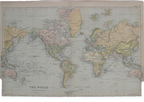 c.1586 ORIGINAL ANTIQUE WORLD MAP, OVAL PROJECTION - TOMMASO
