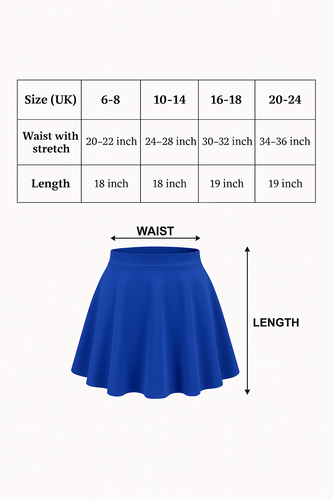 Women's skater skirt plus size flared plain elastic waist ladies short size 8-22 - Picture 2 of 11