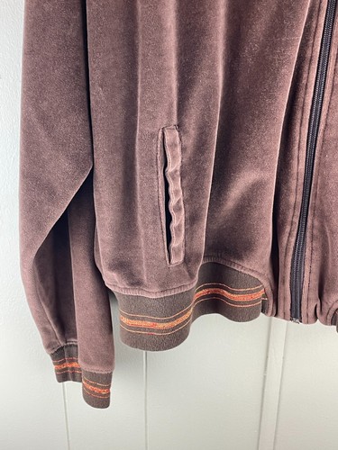 Nana Fashion Retro Velour Hoodie Women's 2XL Brown Velour Raglan Sleeve Full Zip - Picture 9 of 21