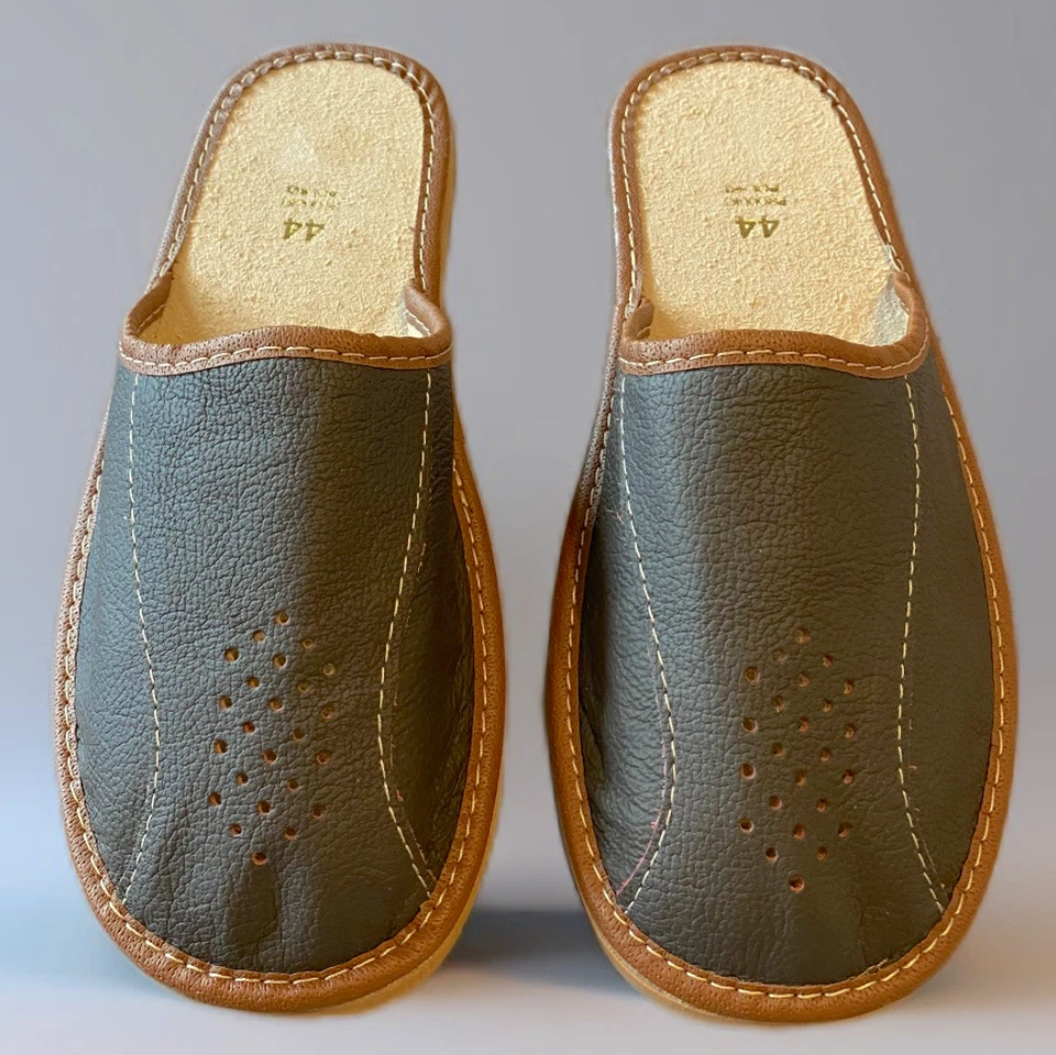 Zapatillas de cuero para hombre \ Zapatos caseros hechos a mano de alta calidad Foto 2 de 4