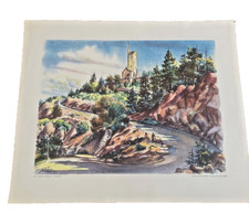 Vintage Print For United Airlines By Joe Feher 16" x 13" - Will Rogers Memorial
