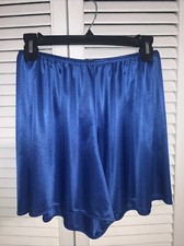 Vintage PETRA Glossy ROYAL BLUE SHINY Satin Skin Sleep Shorts Size L USA Made