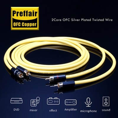 Preffair RCA to RCA OFC Copper Silver Plated Audio Signal Interconnect Cable