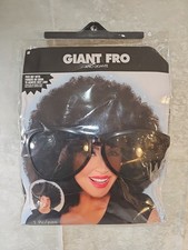 Giant Fro Wig Black Curly Afro 70s With Glasses Costume Accessory Halloween NEW