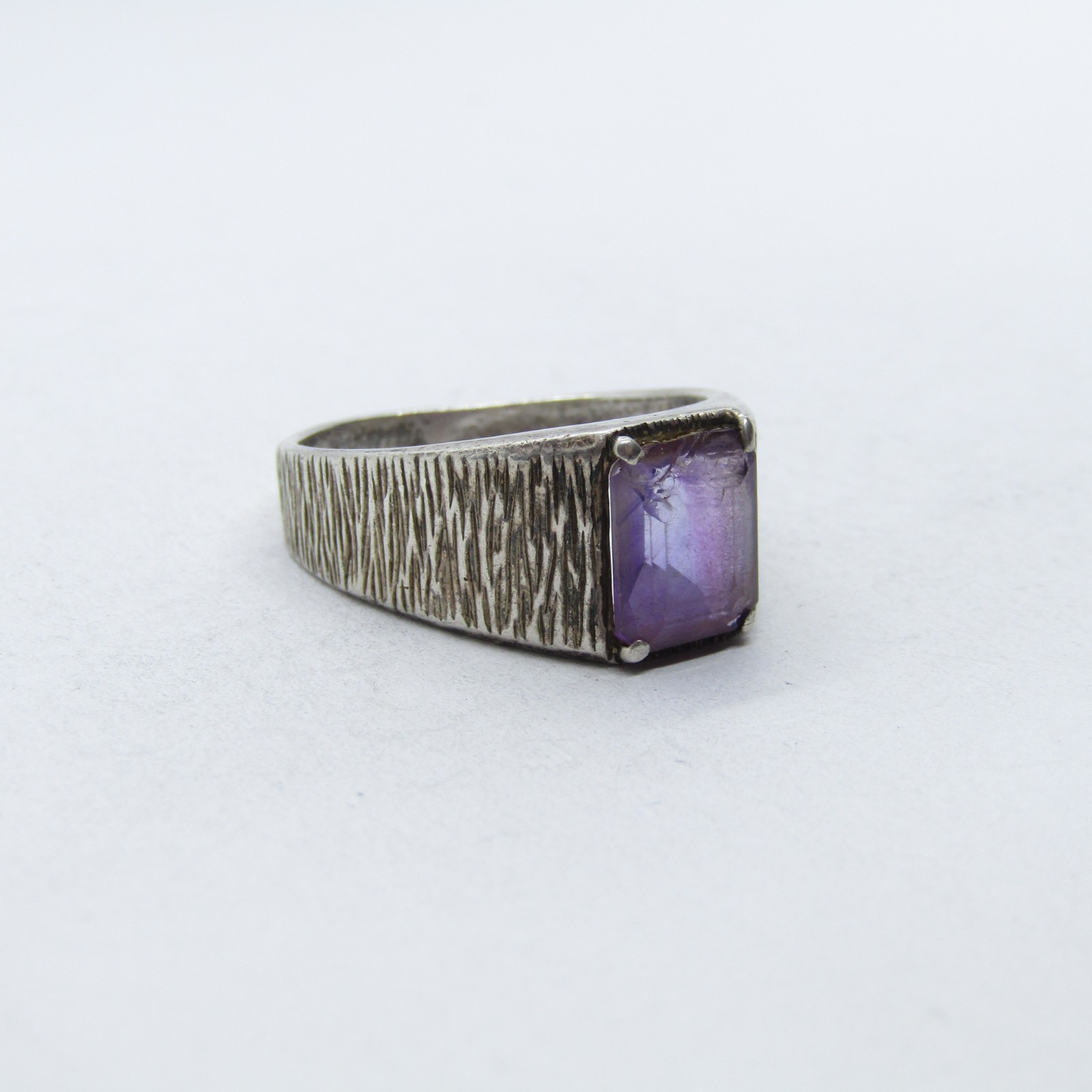 Sterling Silver 925 Rectangle Amethyst Ring Size … - image 2