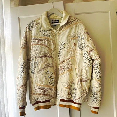 RawBlue Bomberjacke Herren XL Geldschein-Print Reißverschluss - Bild 1 von 4