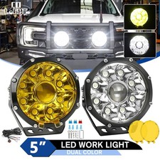 2x 5" LED Offroad Driving Lights Laser Spot Flood Combo Yellow Covers Wire Kit