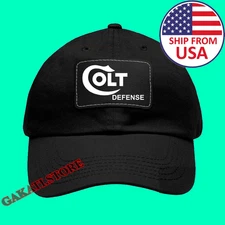 Colt Defense Guns Firearms Black Dad Hat With Leather Patch