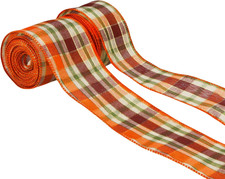 Total 20 Yards Fall Ribbon 1.5 Inch Buffalo Burlap Ribbon 2-1/2" Tartan Check