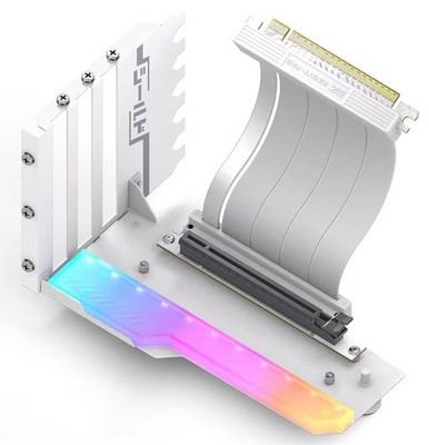 Vertical GPU Mount PCIE 4.0 High-Speed Riser Cable  ARGB Module EZDIY-FAB White