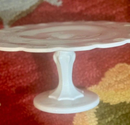 MILK GLASS CAKE STAND, Indiana Glass; Vintage