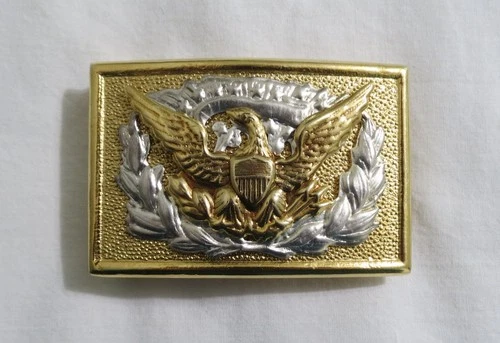 Reproduction Civil War Officers Sword Belt Buckle Replica Eagle Wreath Gold Tone