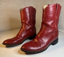 Women's Vintage Justin Western Red Leather Rodeo Roper Cowboy Boots Size 5.5 B