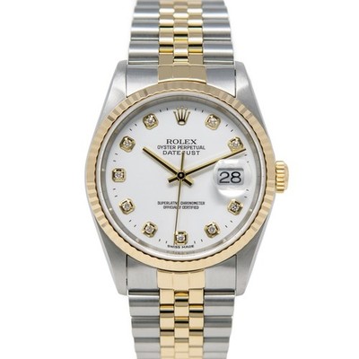 Rolex Datejust 36 Steel & Gold 16233 White Diamond, Jubilee - Pre-owned